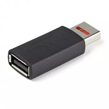 StarTech.com Adaptador bloqueador de datos USB de carga segura – Adaptador de solo carga USB-A macho a hembra – Adaptador de carga/solo alimentación sin datos para teléfono/tableta – Adaptador de protección USB bloqueador de datos