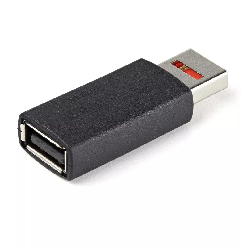 StarTech.com Adaptador bloqueador de datos USB de carga segura – Adaptador de solo carga USB-A macho a hembra – Adaptador de carga/solo alimentación sin datos para teléfono/tableta – Adaptador de protección USB bloqueador de datos
