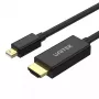 Adaptador de cable de vídeo Unitek Mini DisplayPort a HDMI 2 m, HDMI 1.4, 4K@30 Hz, HDCP 2.0, contactos dorados, negro