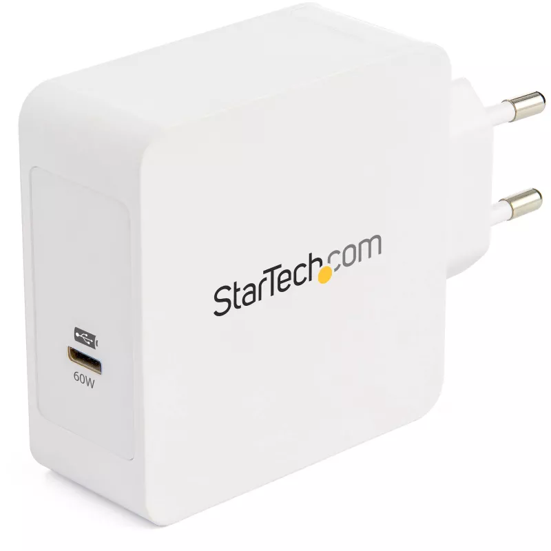 StarTech.com cargador de pared USB C - cargador USB C para portátil 60W PD - cable de 2m - fuente de alimentación Type-C compacta universal - Dell XPS/Lenovo X1 Carbon/HP EliteBook/MacBook - certificado USB-IF/CE