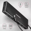 Axagon HUE-F7C hub de carga plano de aluminio USB 3.2 Gen 1 de 7 puertos, 7x USB-A, cable USB-C de 30 cm, conector de alimentación externa, negro