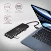 Axagon HUE-F7C hub de carga plano de aluminio USB 3.2 Gen 1 de 7 puertos, 7x USB-A, cable USB-C de 30 cm, conector de alimentación externa, negro