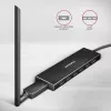 Axagon HUE-F7C hub de carga plano de aluminio USB 3.2 Gen 1 de 7 puertos, 7x USB-A, cable USB-C de 30 cm, conector de alimentación externa, negro