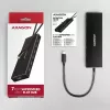 Axagon HUE-F7C hub de carga plano de aluminio USB 3.2 Gen 1 de 7 puertos, 7x USB-A, cable USB-C de 30 cm, conector de alimentación externa, negro