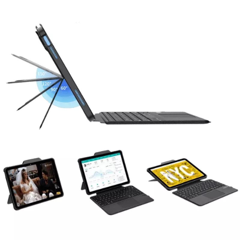Teclado DEQSTER Rugged Touch 10,9″, QWERTZ, alemán, trackpad, Apple, Apple iPad 10,9 pulgadas (10.ª gen.), 27,7 cm (10,9 pulgadas)
