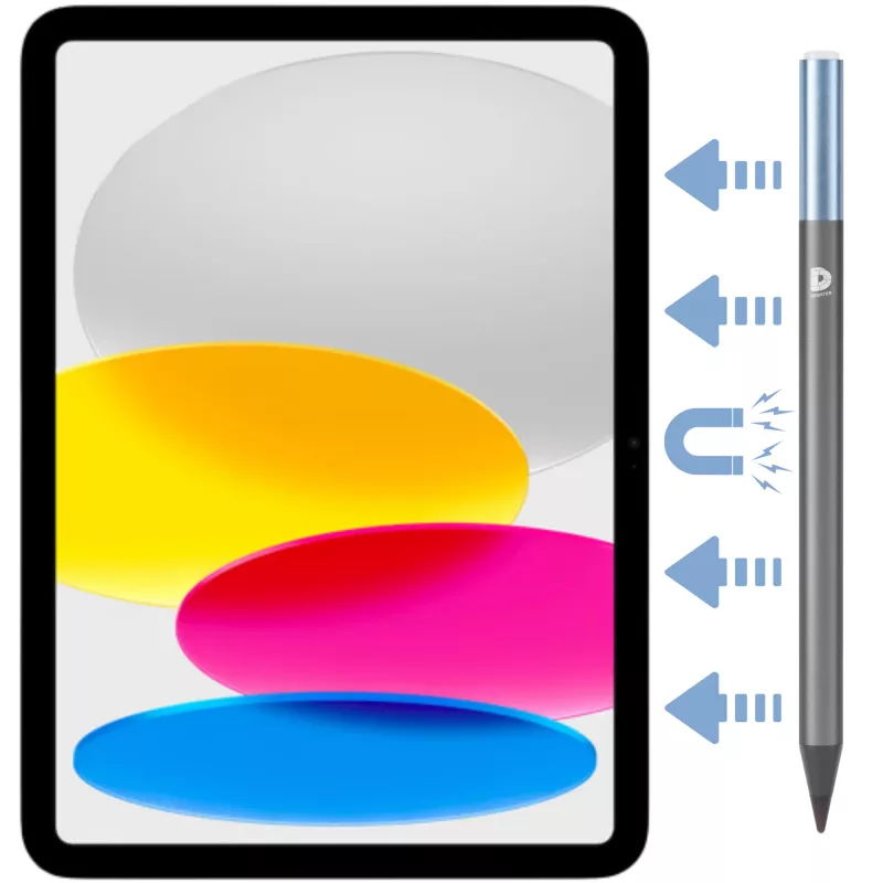 DEQSTER Pencil 2, tablet, Apple, azul, gris, Apple iPads desde 2018, gris, aluminio, policarbonato (PC), polioximetileno (POM)