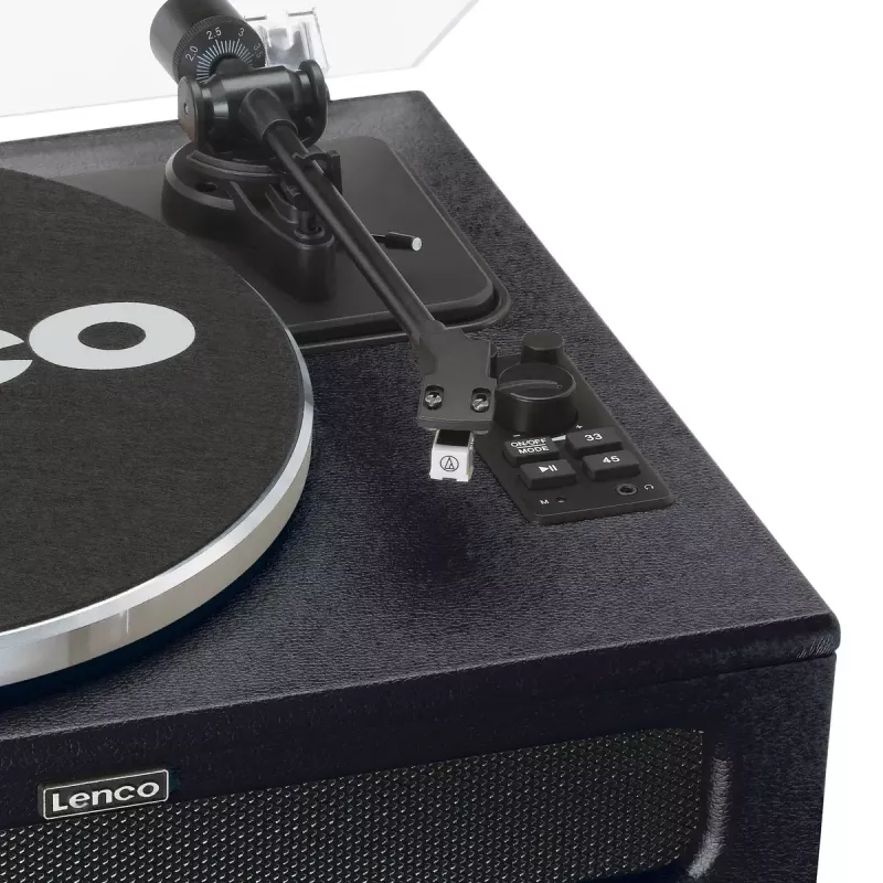 Lenco LS-430BK tocadiscos de correa con 4 altavoces integrados, Bluetooth, 40 W, 33/45 rpm, negro