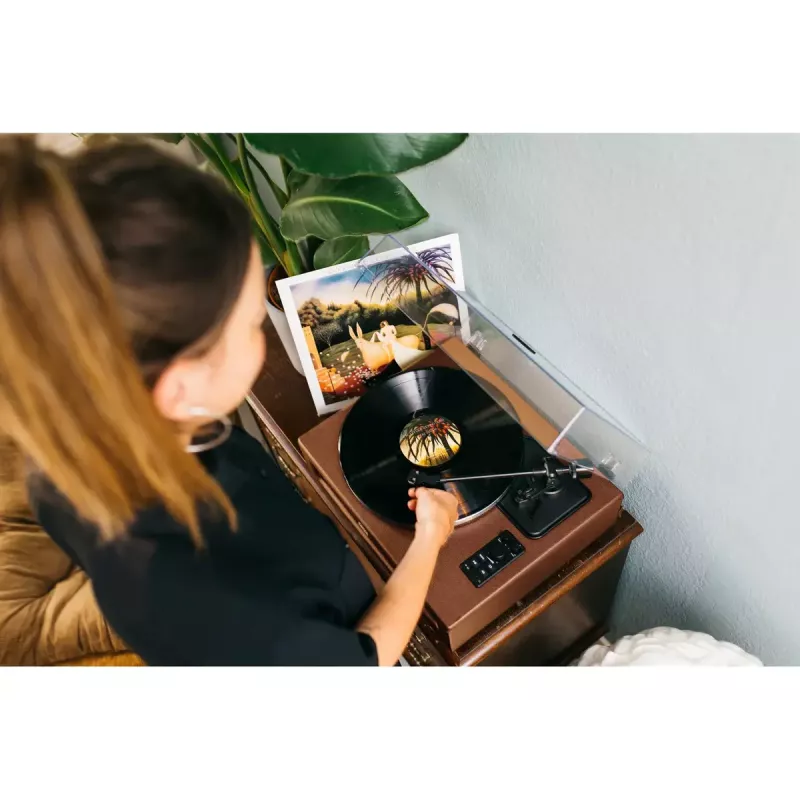 Tocadiscos de audio con transmisión por correa Lenco LS-430BN Marrón Manual Fuerza de apoyo 3-4 g