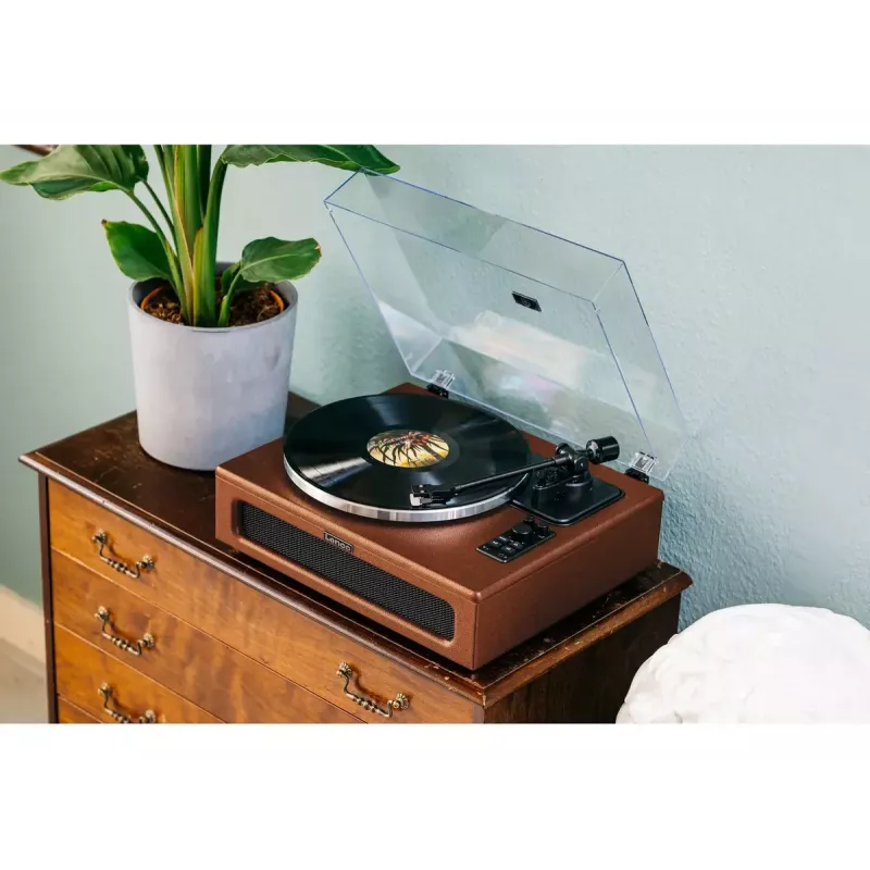Tocadiscos de audio con transmisión por correa Lenco LS-430BN Marrón Manual Fuerza de apoyo 3-4 g