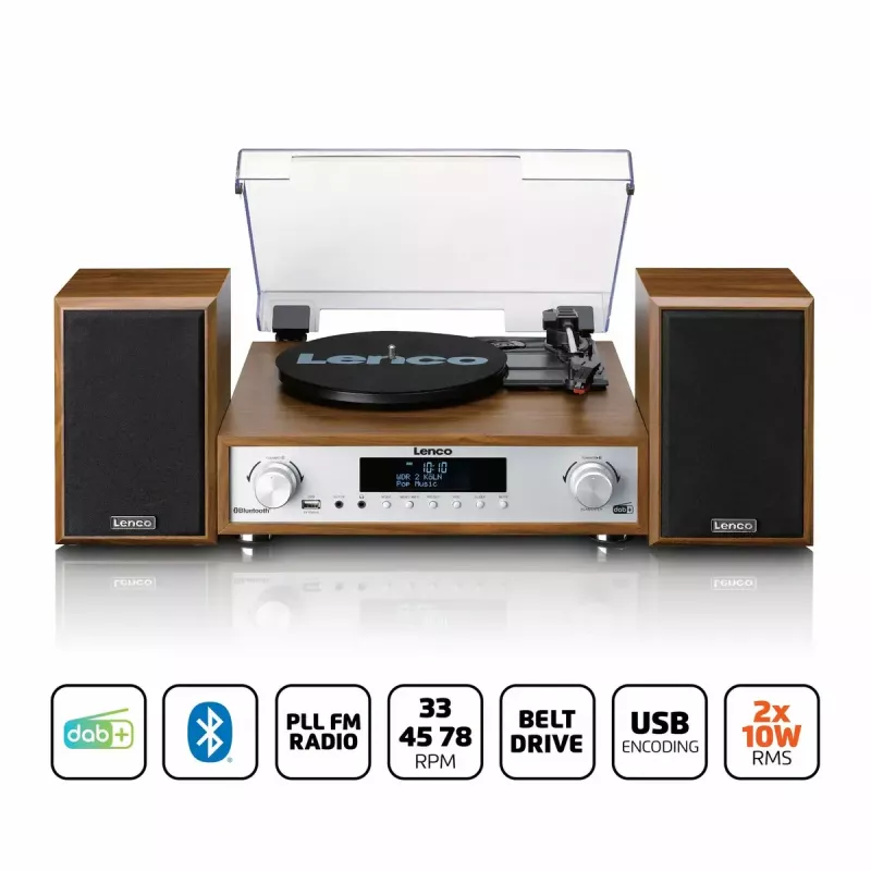 Tocadiscos de audio con transmisión por correa Lenco MC-160WD