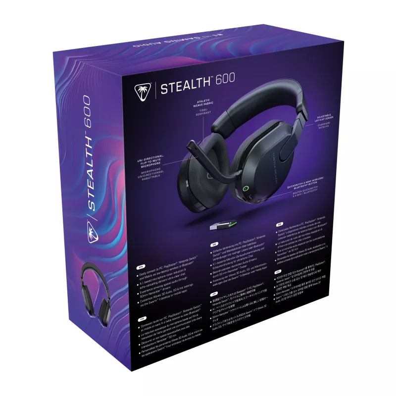 Turtle Beach Stealth 600 negro auricular gaming inalámbrico para PC con hasta 80 horas de autonomía, altavoces de 50 mm y Bluetooth para PC, PS5, PS4 y dispositivos móviles