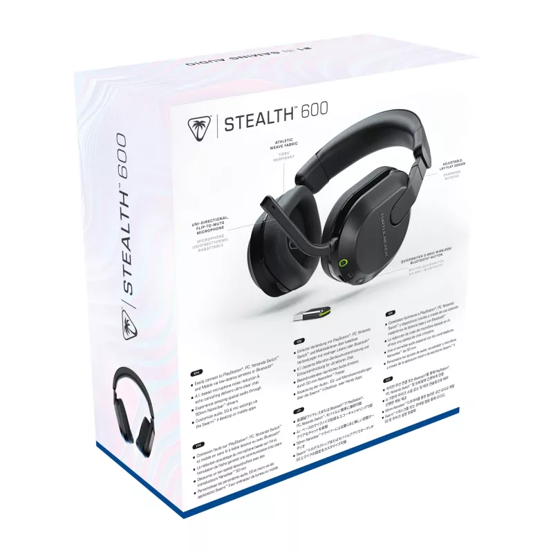 Turtle Beach Stealth 600 negro PlayStation auricular gaming inalámbrico con hasta 80 horas de autonomía, altavoces de 50 mm y Bluetooth para PS5, PS4, PC y dispositivos móviles