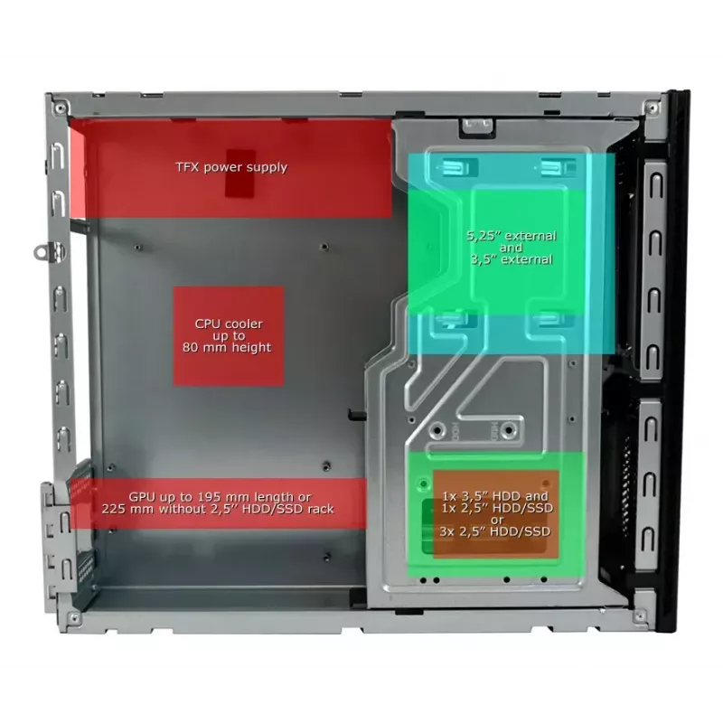 Caja de PC LC-Power LC-1406MB-TFX-ON Micro Tower Negra