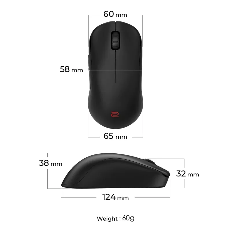 Ratón gaming ZOWIE U2 ambidiestro RF inalámbrico óptico 3200 DPI