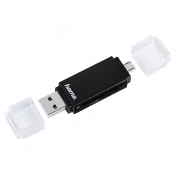 Lector de tarjetas Hama Basic USB 2.0 OTG, SD/microSD, negro