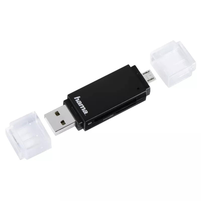 Lector de tarjetas Hama Basic USB 2.0 OTG, SD/microSD, negro