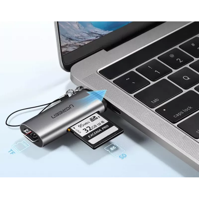 Lector de tarjetas Ugreen 50704 USB 3.2 Gen 1 (3.1 Gen 1) Type-C gris