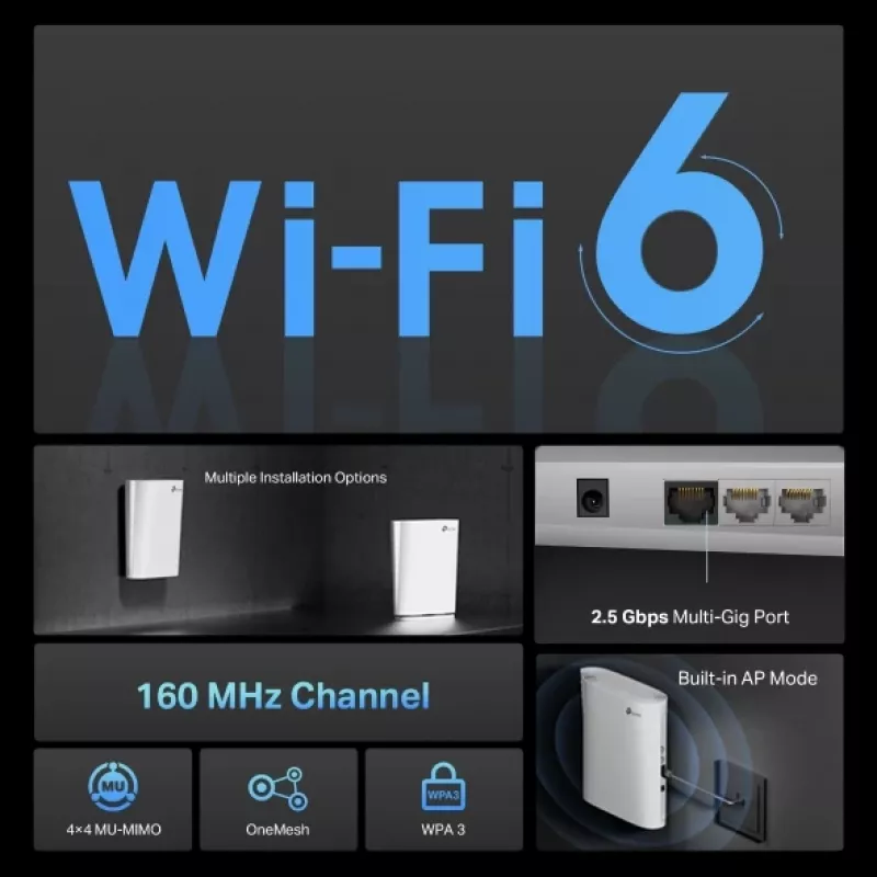 TP-Link AX6000 Mesh Wi-Fi 6 Blanco 1000, 2500 Mbit/s