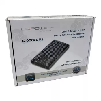 LC-Power LC-DOCK-C-M2 base de conexión USB 3.2 para SSD M.2 NVMe y SATA