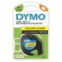 Etiquetas de plástico DYMO LetraTag para marca | Rollo de 12 mm x 4 m | Impresión negra sobre amarillo | Etiquetas autoadhesivas multiuso para impresoras de etiquetas LetraTag