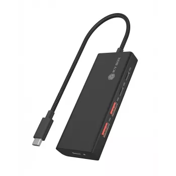 ICY BOX IB-HUB1436-CPD Con cable USB 3.2 Gen 2 (3.1 Gen 2) Type-A Negro