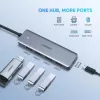 UGREEN 70336 (CM219) hub de USB-C a 4x USB 3.0, 5 Gbps, OTG, puerto de alimentación USB-C, cable de 15 cm, gris