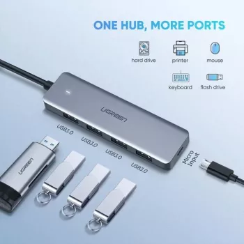 Hub de interfaces Ugreen 70336 USB 3.2 Gen 1 (3.1 Gen 1) Type-C 5000 Mbit/s