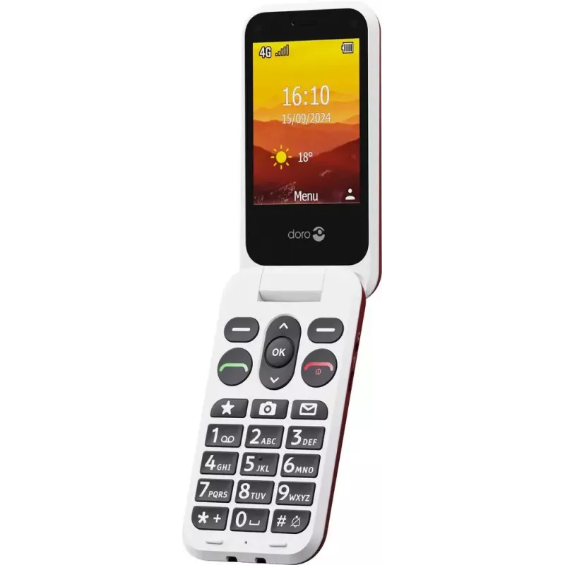 Teléfono móvil Doro Leva L20 4G, pantalla de 2,8 pulgadas, rojo-blanco