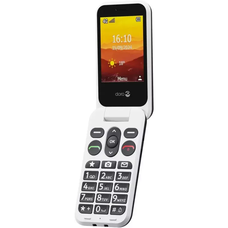Doro Leva L30 4G teléfono de tapa, 2,8 pulgadas, grafito/blanco