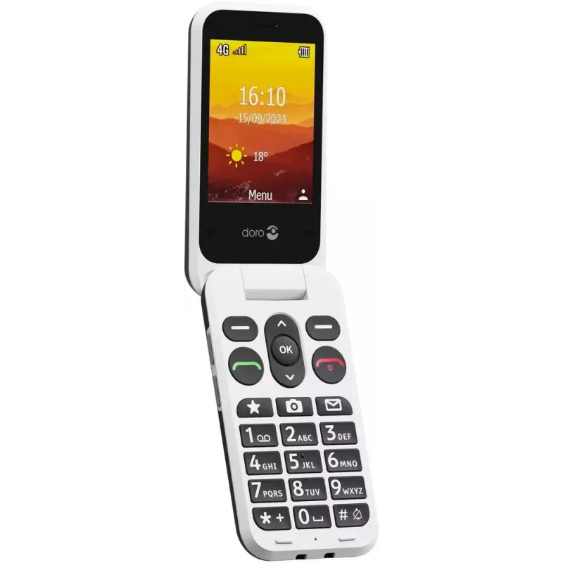 Doro Leva L30 4G teléfono de tapa, 2,8 pulgadas, grafito/blanco