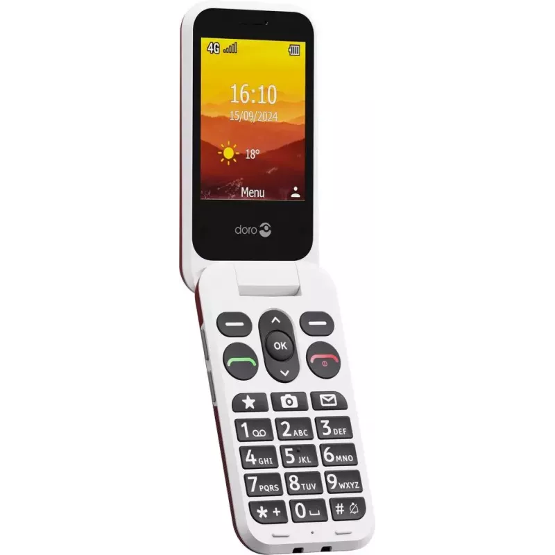 Doro Leva L30 4G teléfono con tapa, 2,8 pulgadas, rojo/blanco