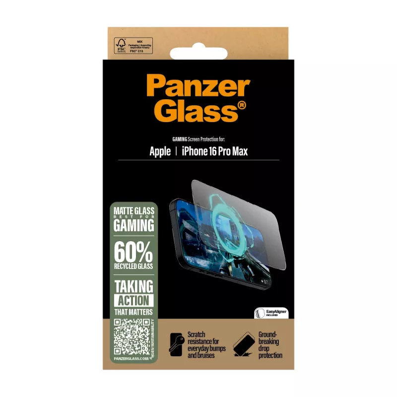 PanzerGlass ® protector de pantalla Gaming iPhone 16 Pro Max | Ultra-Wide Fit