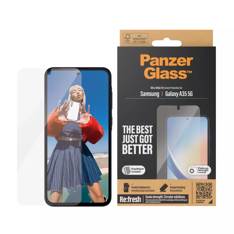 PanzerGlass® protector de pantalla Samsung Galaxy A35 5G | Ultra-Wide Fit con EasyAligner
