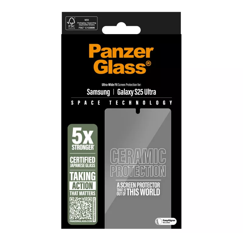 PanzerGlass ® protector de pantalla Ceramic Samsung Galaxy S25 Ultra | Ultra-Wide Fit con EasyAligner