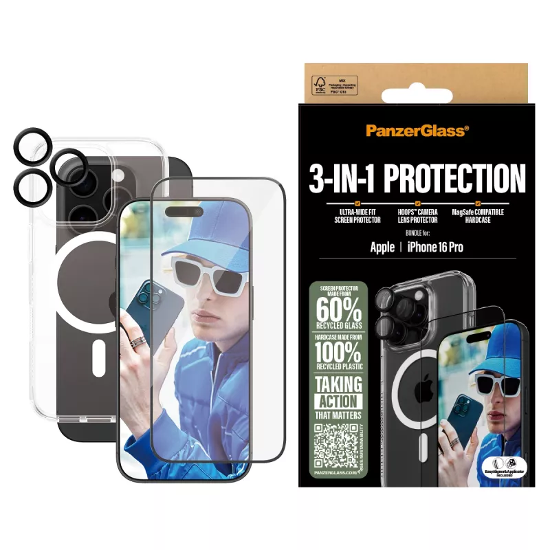 Pack de protección 3 en 1 PanzerGlass iPhone '24 6,3
