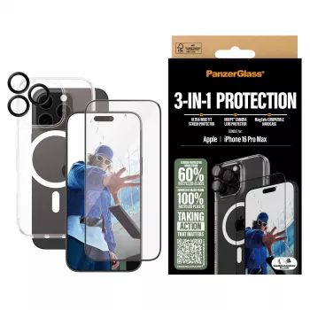 PanzerGlass ® pack de protección 3 en 1 iPhone 16 Pro Max