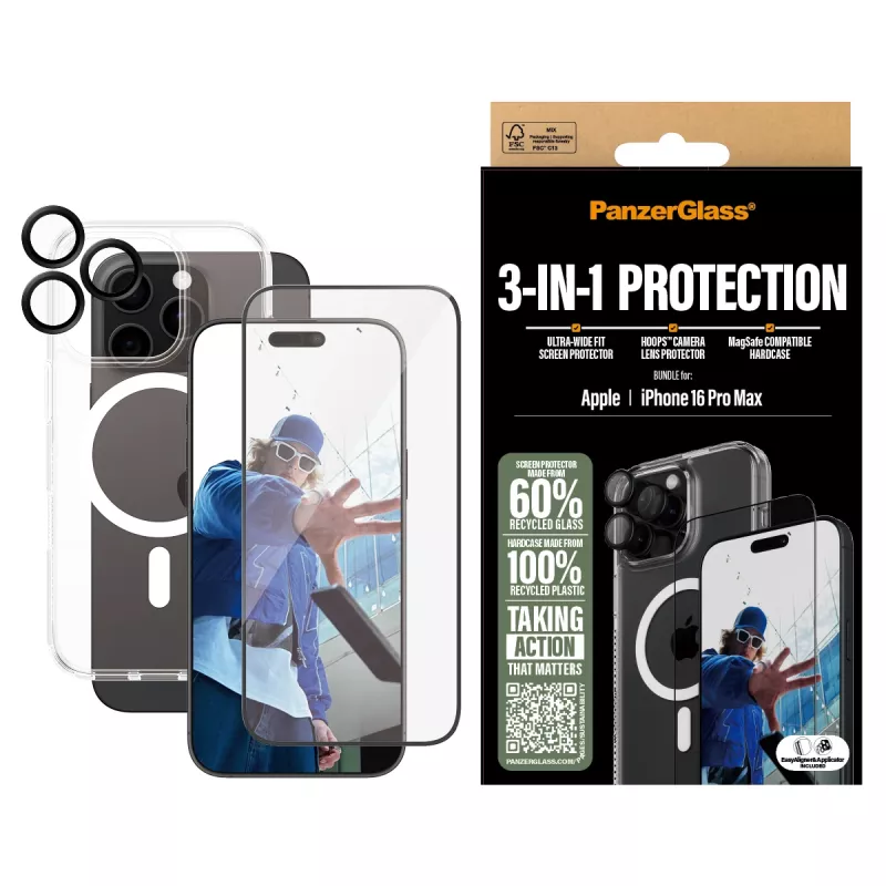 PanzerGlass ® pack de protección 3 en 1 iPhone 16 Pro Max