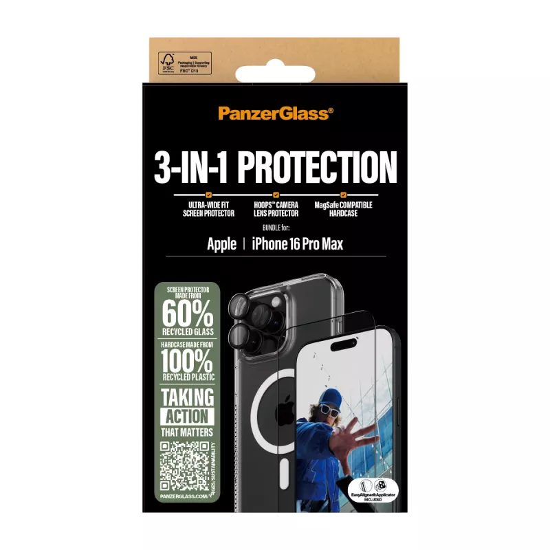 PanzerGlass ® pack de protección 3 en 1 iPhone 16 Pro Max