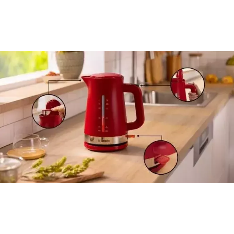 Bosch TWK4M224 hervidor eléctrico 1,7 L 2400 W rojo
