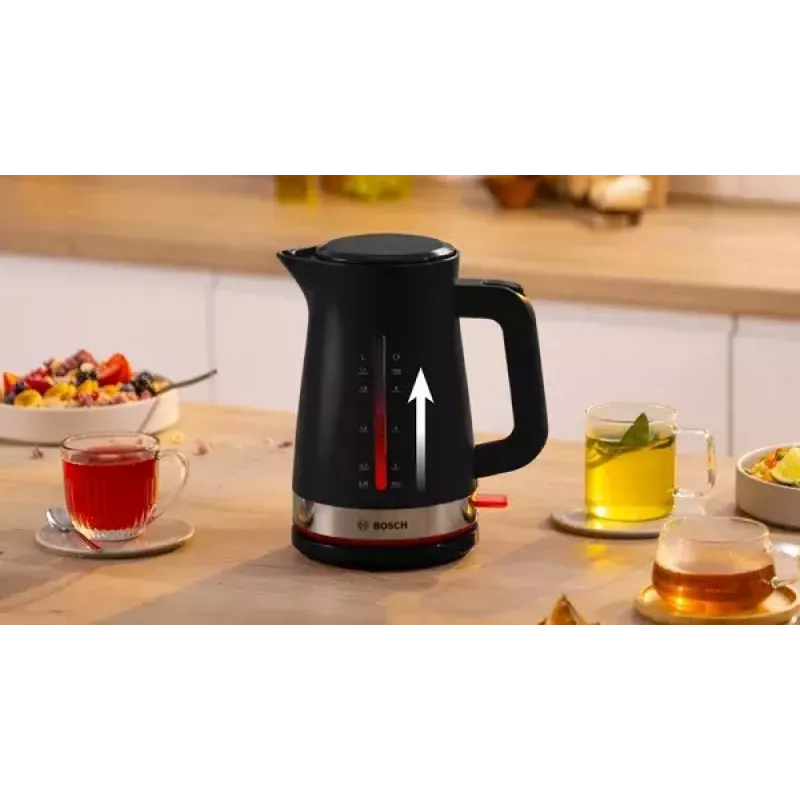 Hervidor Bosch TWK4M223 1,7 l, 2400 W, negro, inalámbrico, resistencia oculta