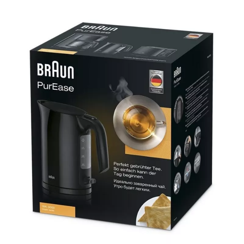 Braun PurEase WK 3000 BK hervidor 1 L 2200 W negro
