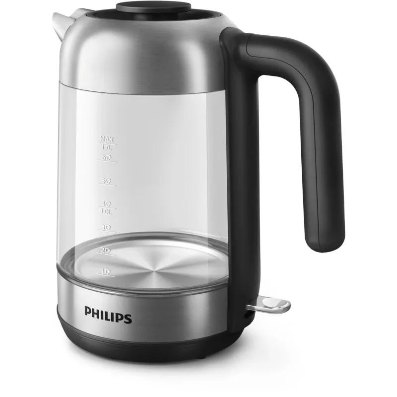 Philips 5000 series Series 5000 HD9339/80 hervidor de vidrio, 1,7 L, 2200 W, vidrio, acero inoxidable, indicador de nivel de agua, inalámbrico