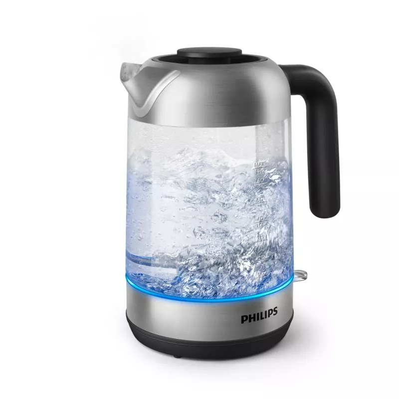 Philips 5000 series Series 5000 HD9339/80 hervidor de vidrio, 1,7 L, 2200 W, vidrio, acero inoxidable, indicador de nivel de agua, inalámbrico