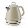 Ariete 2868 Vintage hervidor eléctrico de diseño de acero inoxidable 1 L para infusiones, té e infusiones de hierbas, sistema de apagado automático, asa ergonómica, 1 litro, 1600 W, beige claro