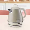Ariete 2868 Vintage hervidor eléctrico de diseño de acero inoxidable 1 L para infusiones, té e infusiones de hierbas, sistema de apagado automático, asa ergonómica, 1 litro, 1600 W, beige claro