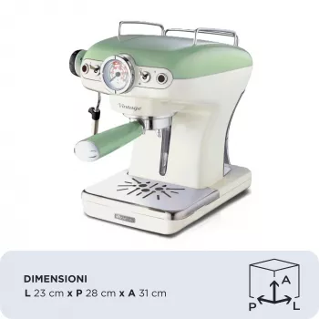 Ariete 1389 cafetera espresso Vintage - cafetera espresso para café molido o cápsulas ESE, en color verde pastel