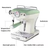 Ariete 1389 cafetera espresso Vintage - cafetera espresso para café molido o cápsulas ESE, en color verde pastel