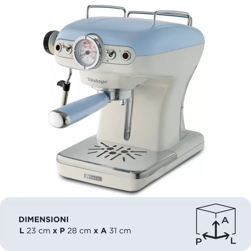 Ariete 1389 cafetera espresso Vintage - cafetera espresso para café molido o cápsulas ESE, en color azul pastel