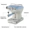 Ariete 1389 cafetera espresso Vintage - cafetera espresso para café molido o cápsulas ESE, en color azul pastel