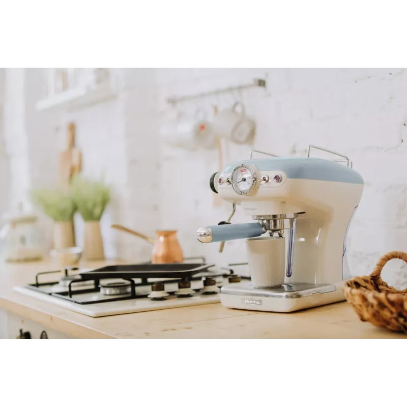 Ariete 1389 cafetera espresso Vintage - cafetera espresso para café molido o cápsulas ESE, en color azul pastel
